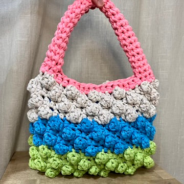 Crochet colourful boho bag