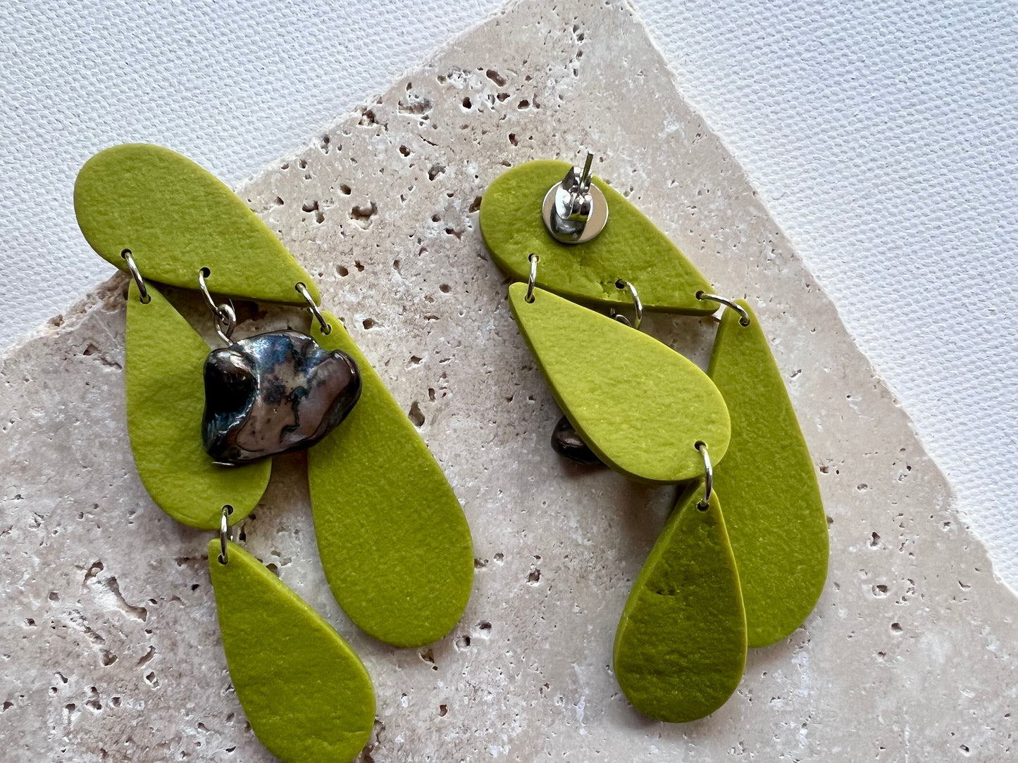 Chartreuse short dangle earrings