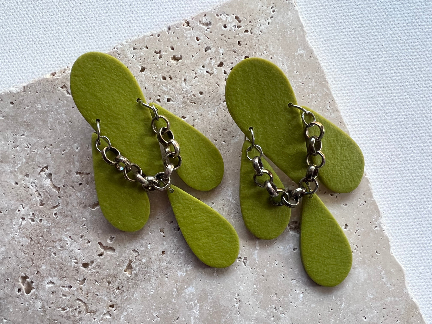 Chartreuse short dangle earrings