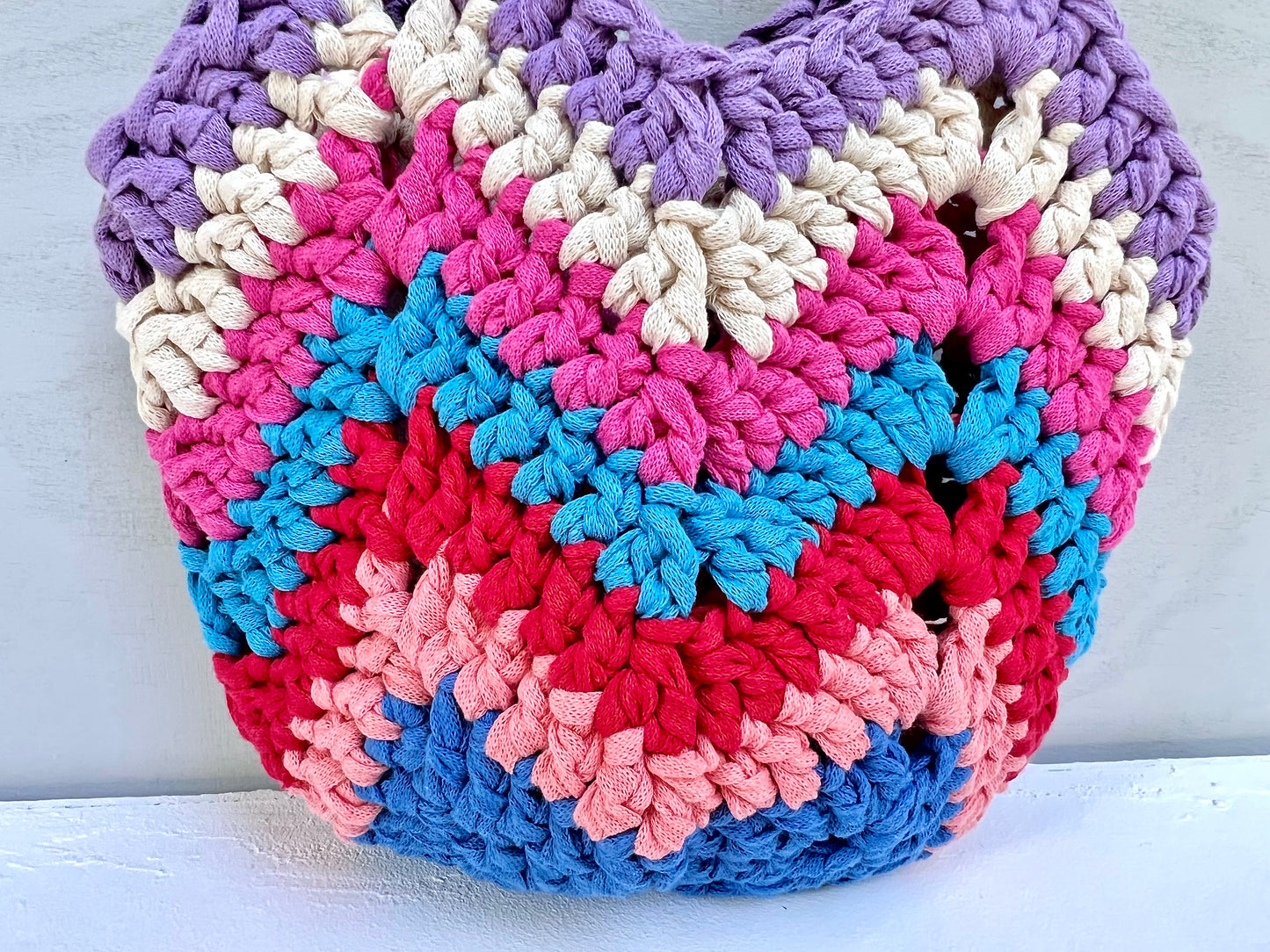Crochet colourful boho bag