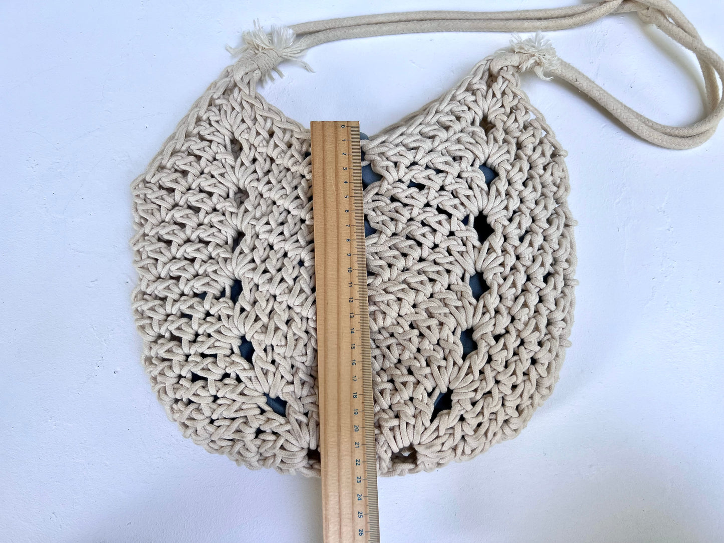 Crocheted boho natural rope purse with adjustable straps