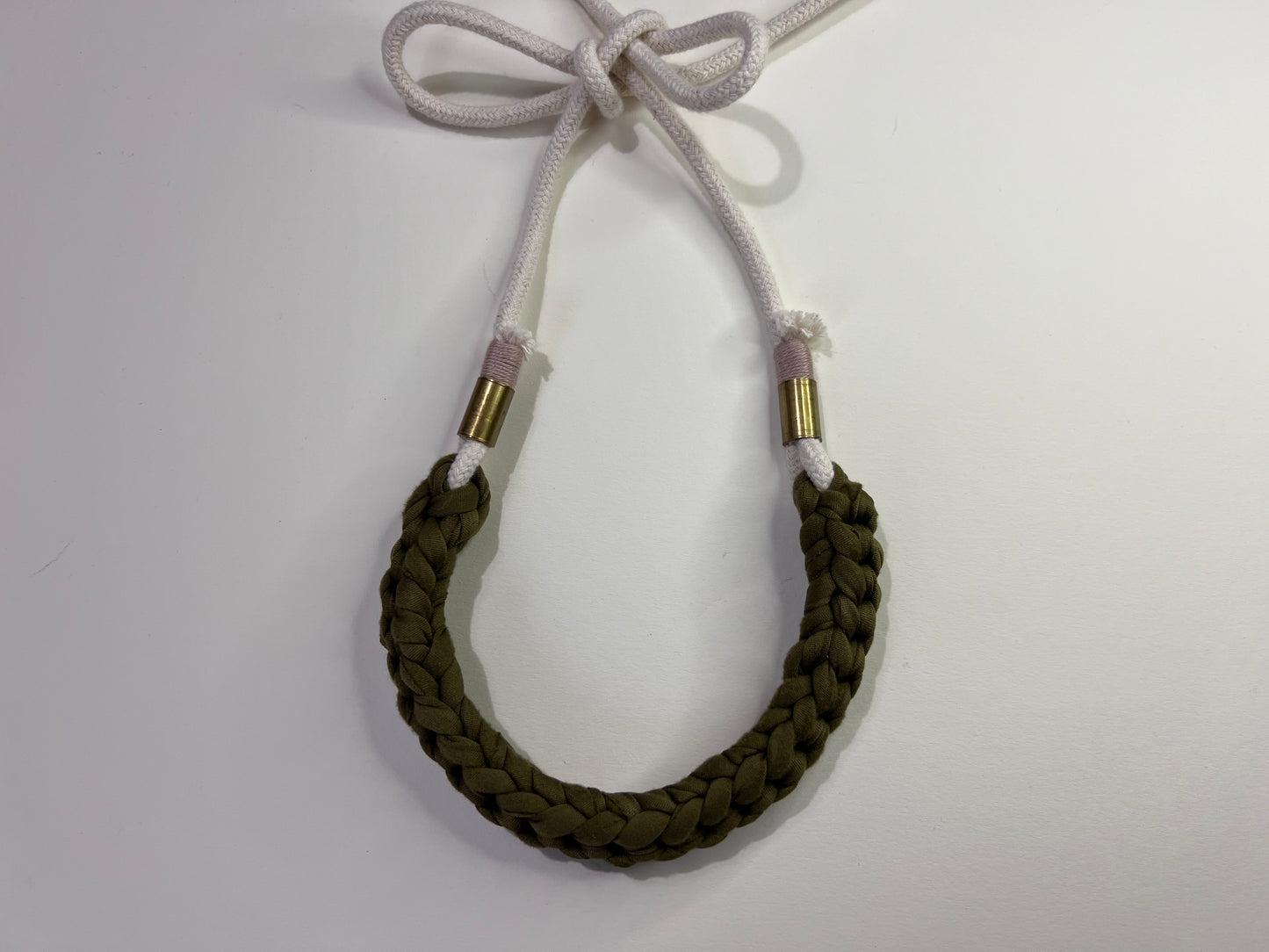 Crocheted olive green necklace