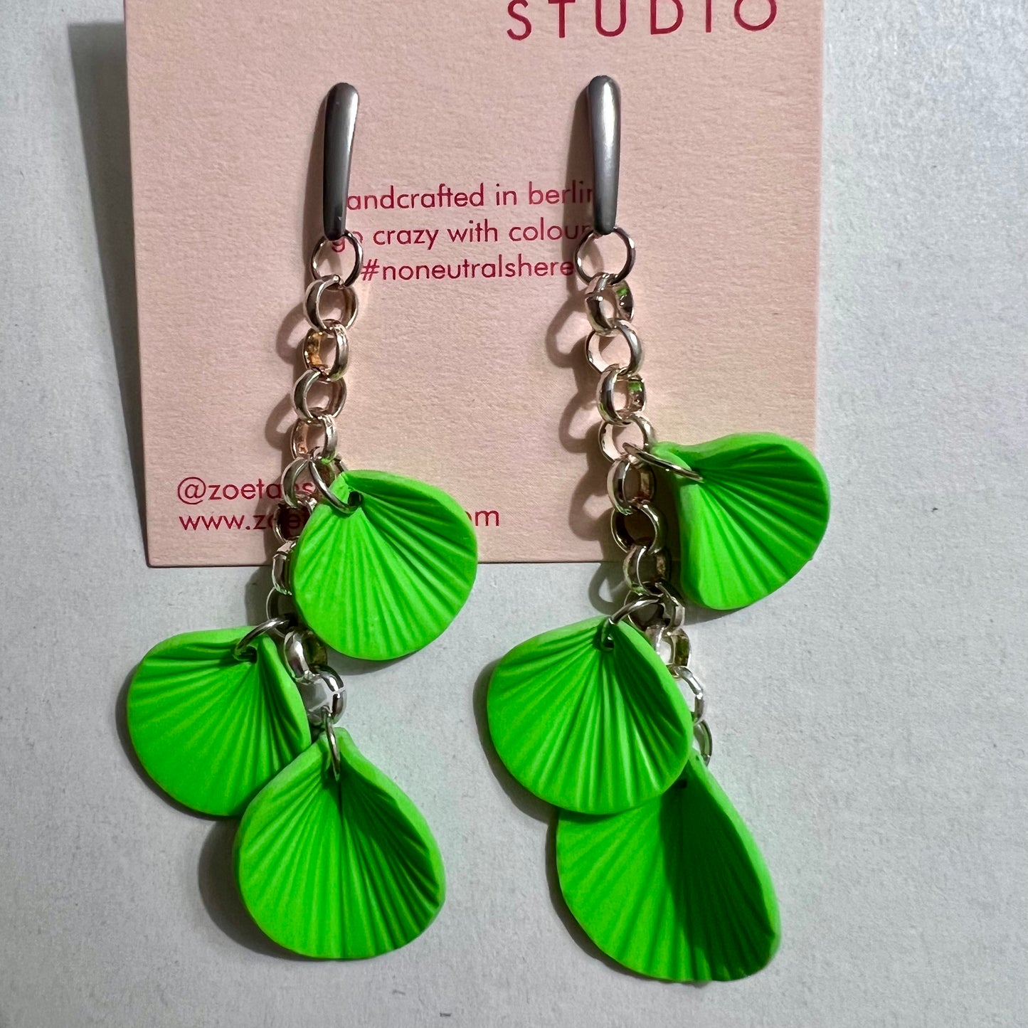 Lime green dangle earrings