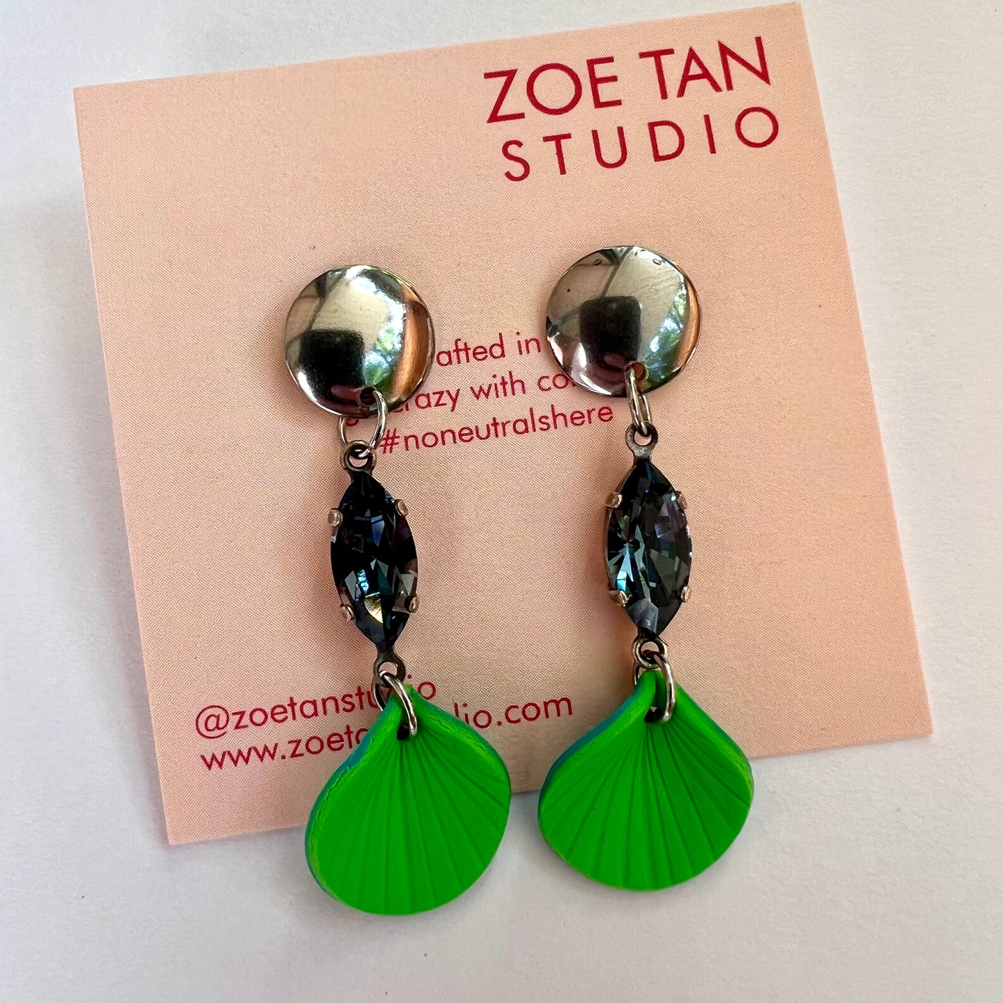 Lime green dangle earrings