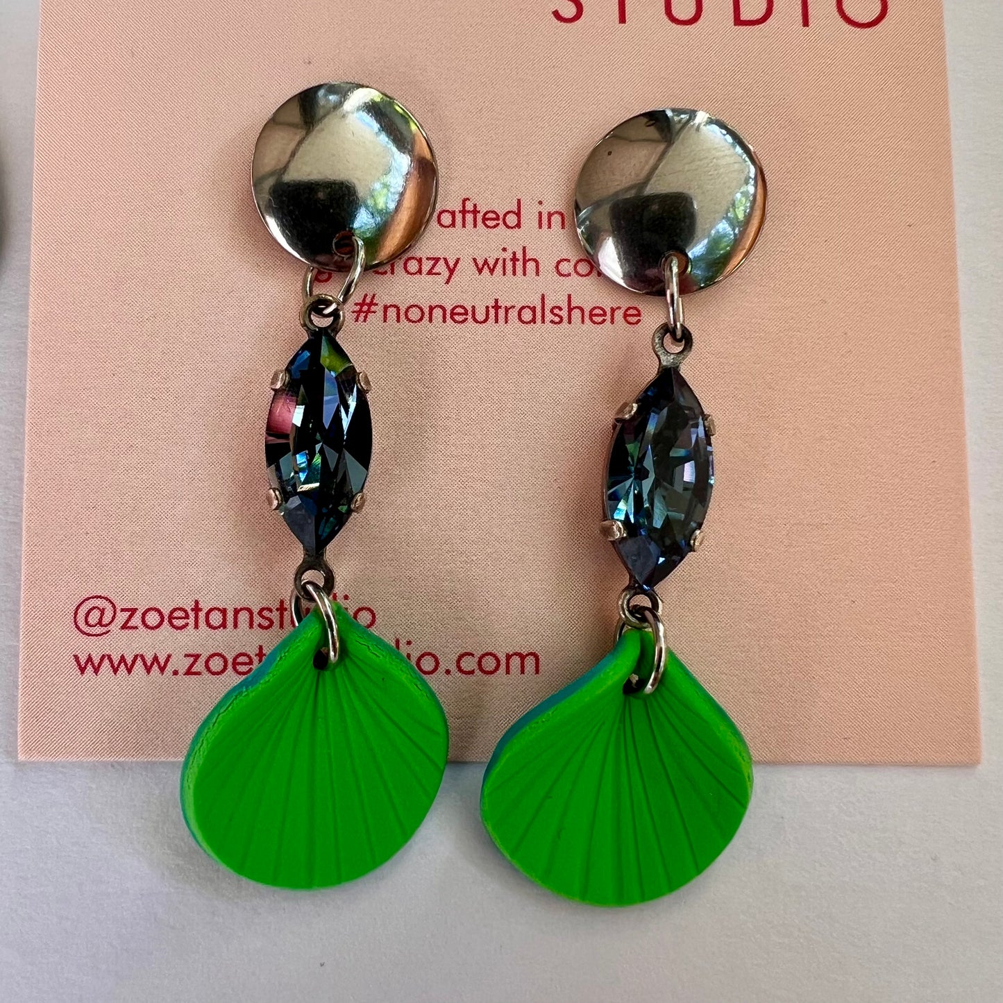 Lime green dangle earrings