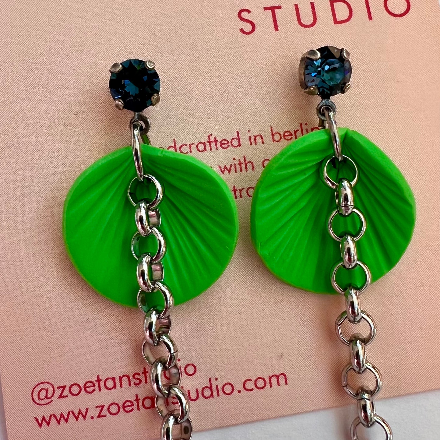 Lime green dangle earrings