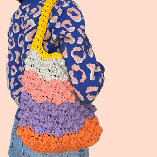 Crochet colourful boho bag