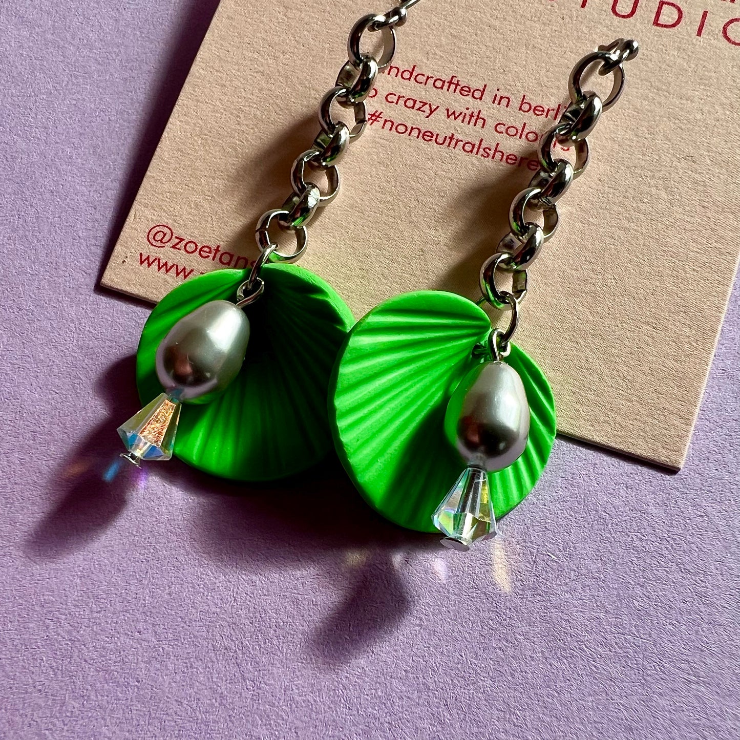 Lime green dangle earrings