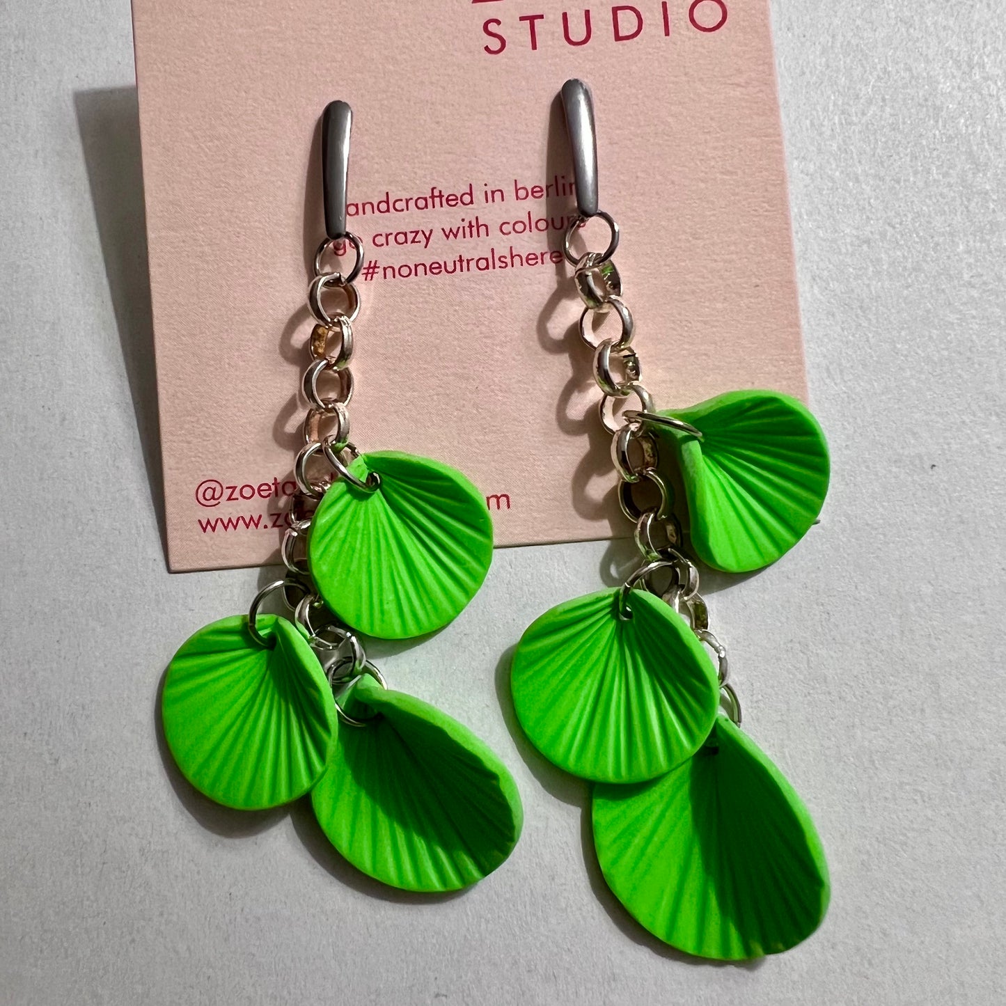 Lime green dangle earrings