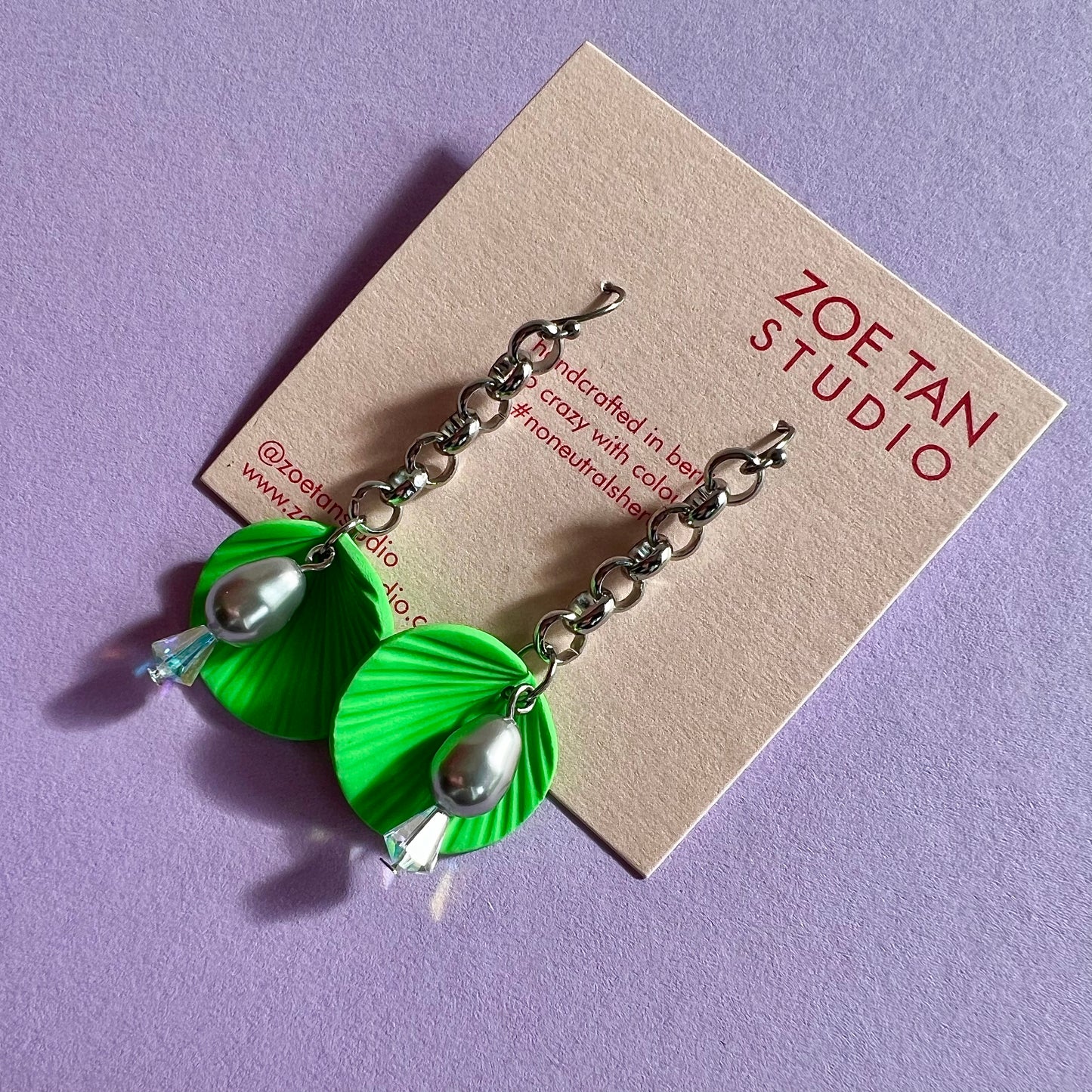 Lime green dangle earrings