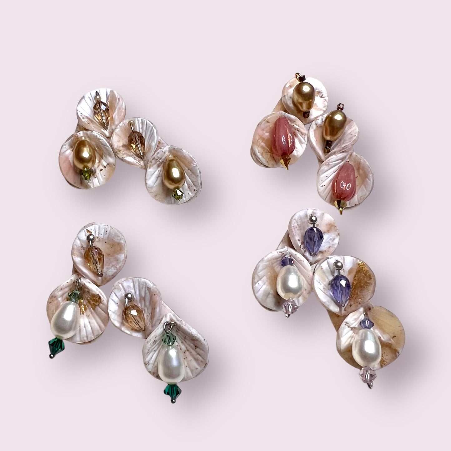 REI marbled jewelled earstuds