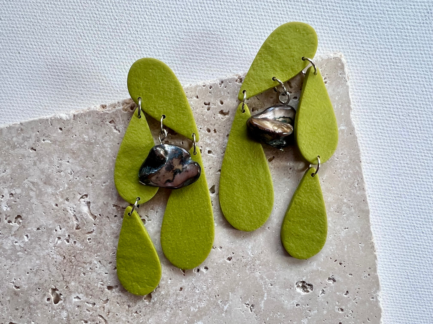 Chartreuse short dangle earrings