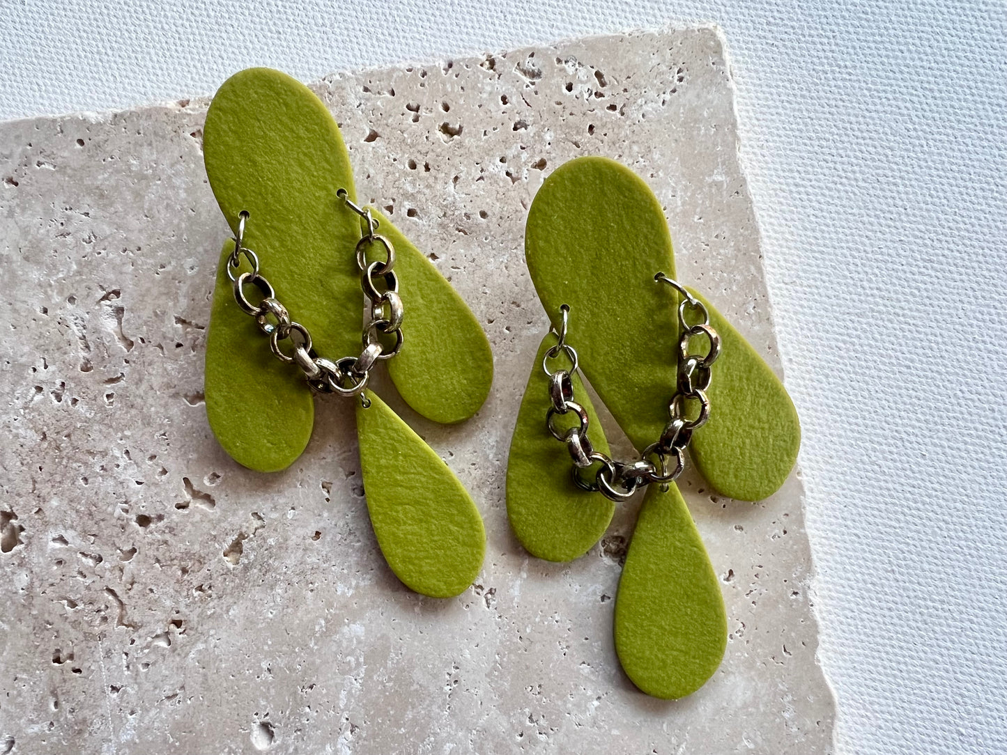 Chartreuse short dangle earrings