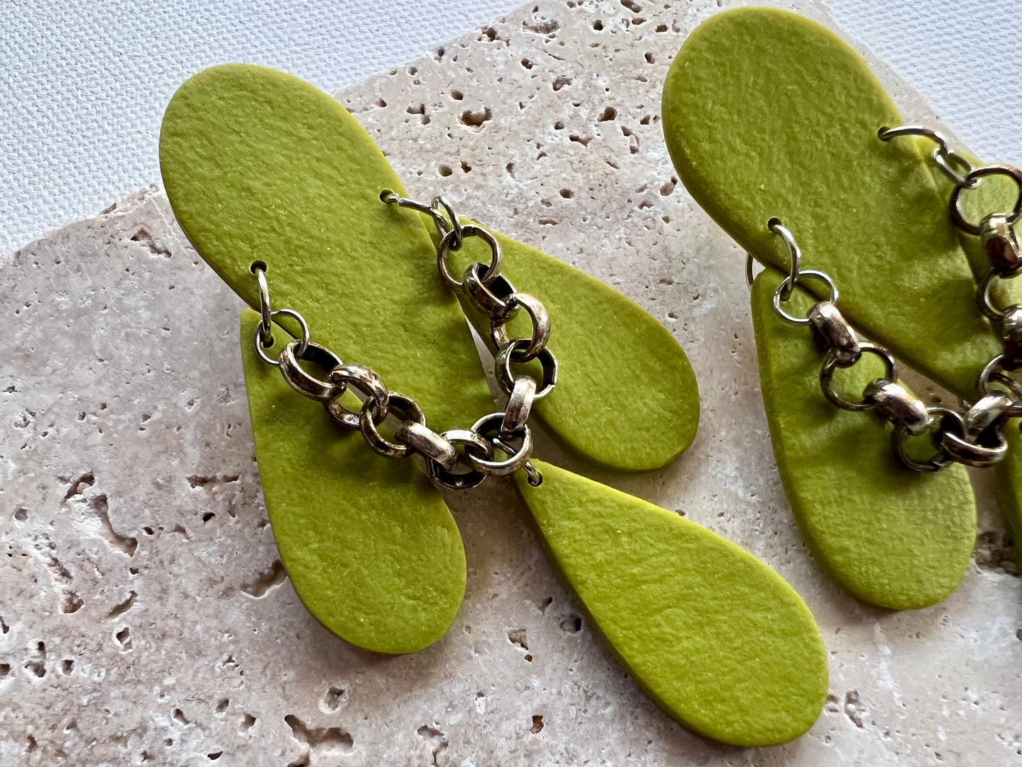 Chartreuse short dangle earrings