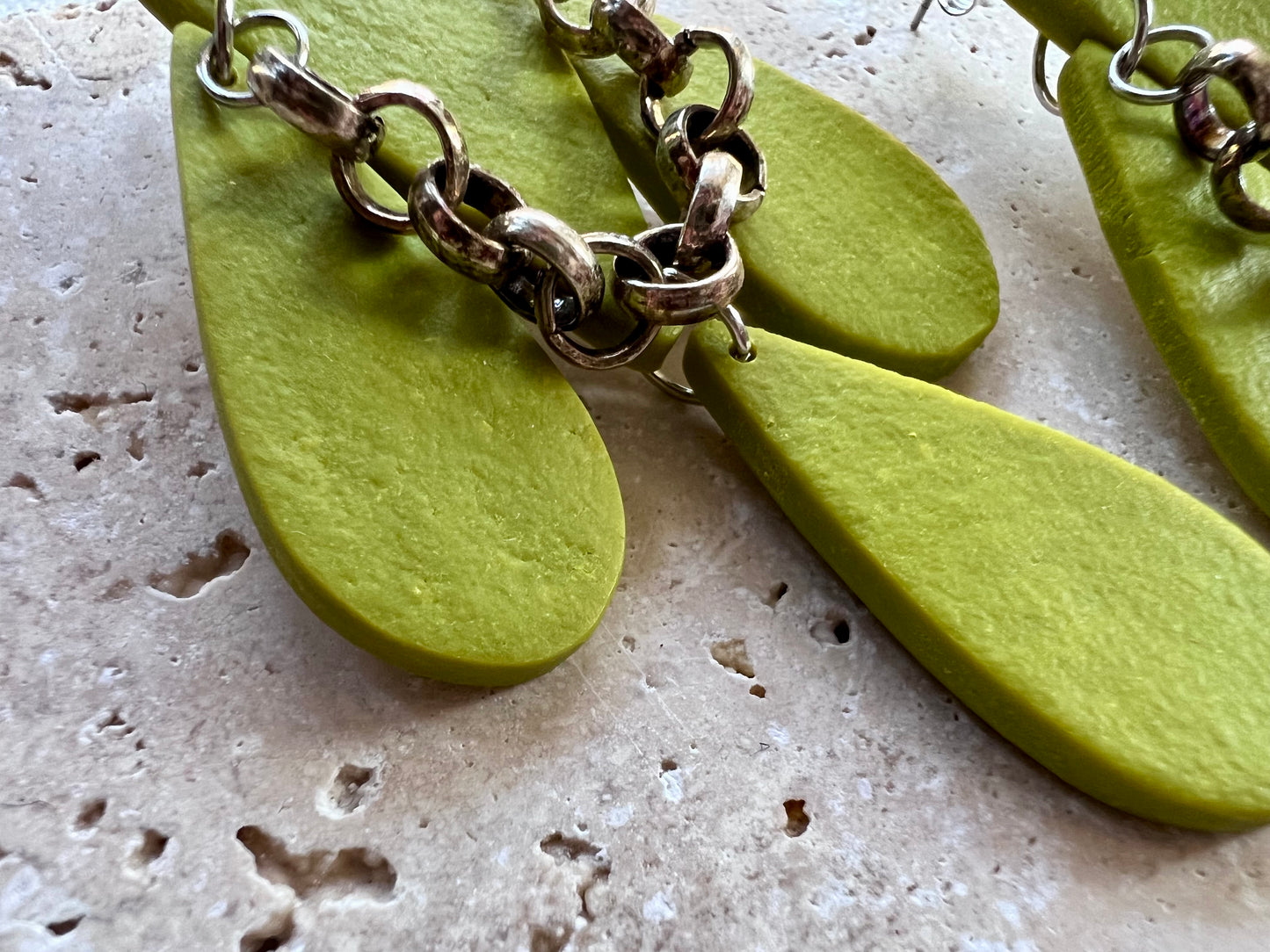 Chartreuse short dangle earrings