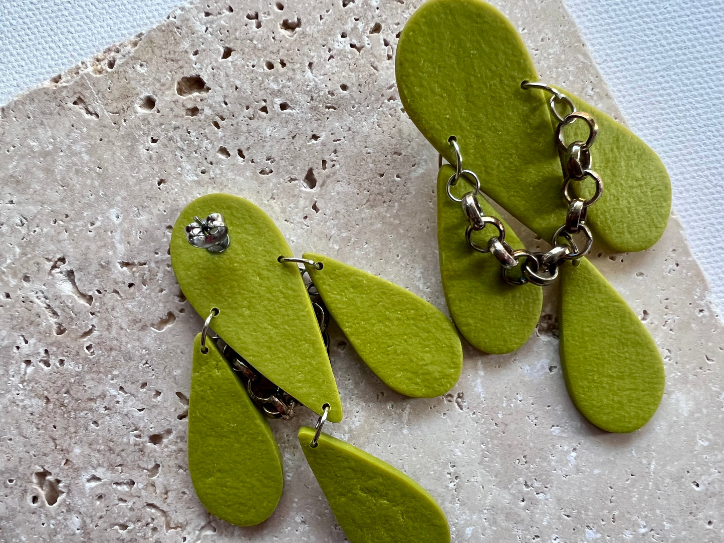 Chartreuse short dangle earrings