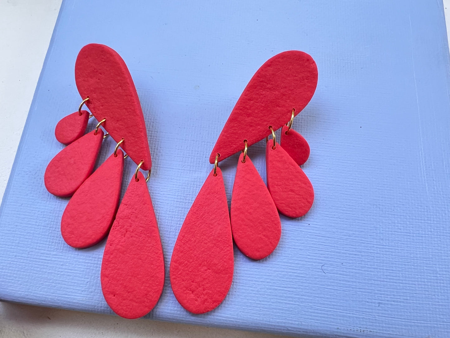 Teardrop chandelier earrings PIA in watermelon