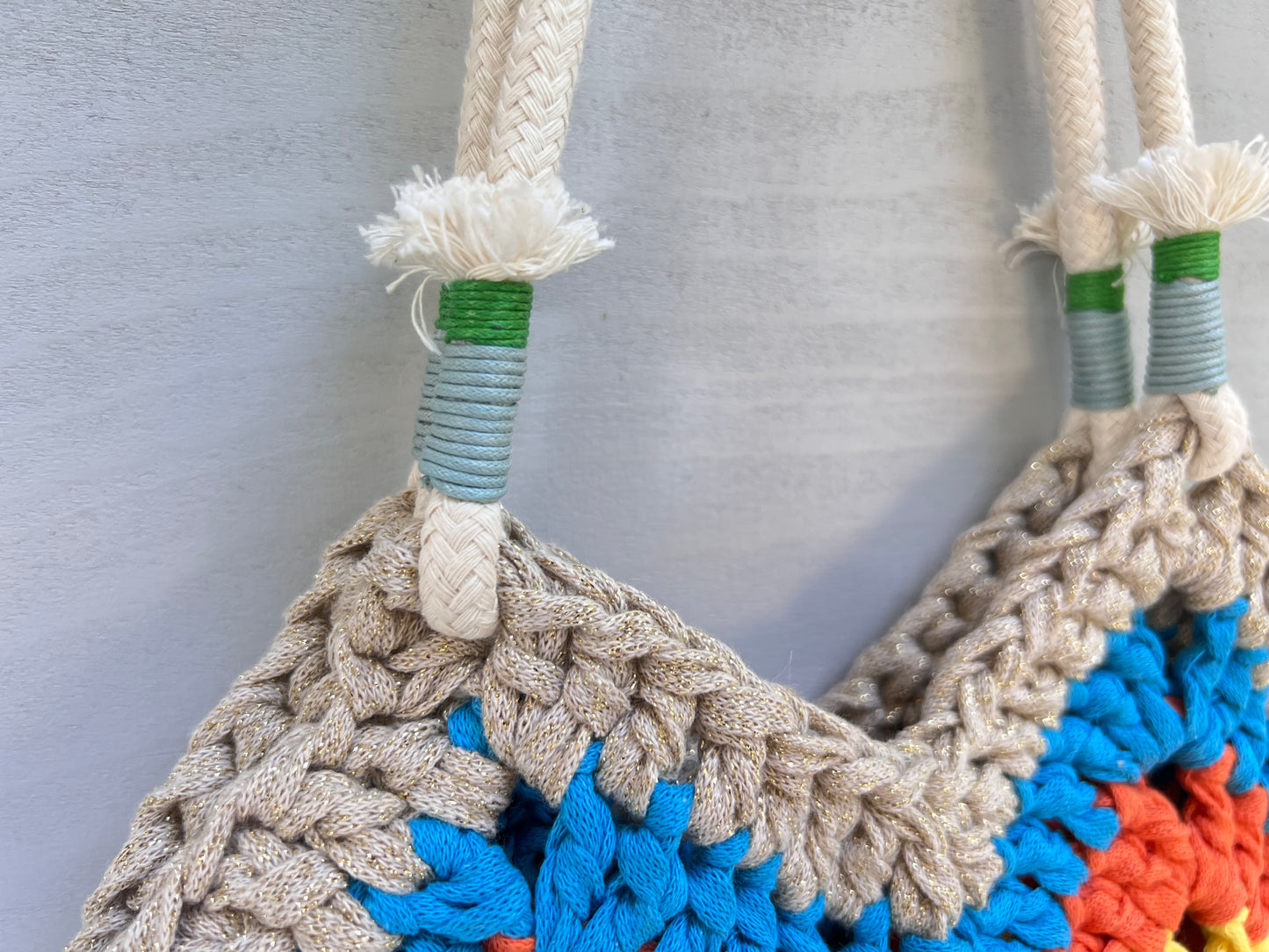 Crochet colourful boho bag