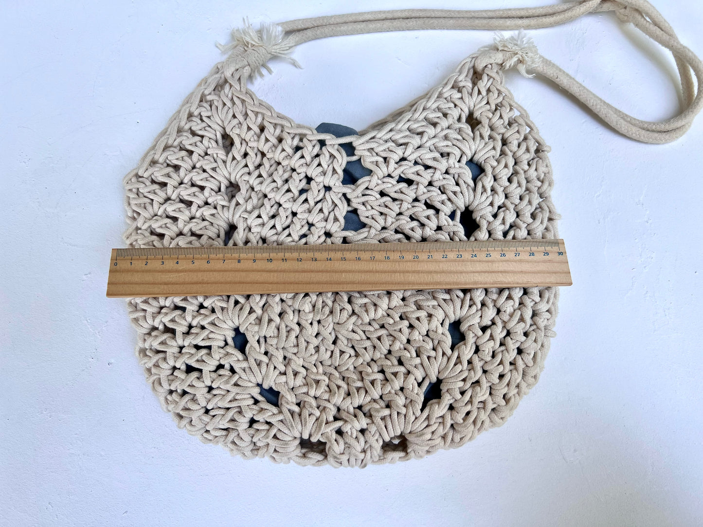 Crocheted boho natural rope purse with adjustable straps