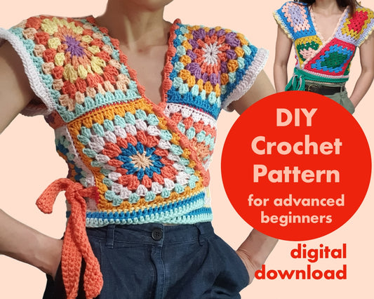 DIY crochet pattern: Rachel granny square Wrap Top