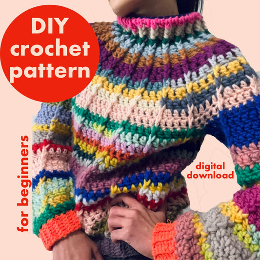 DIY crochet pattern: Ursula scrap yarn Pullover