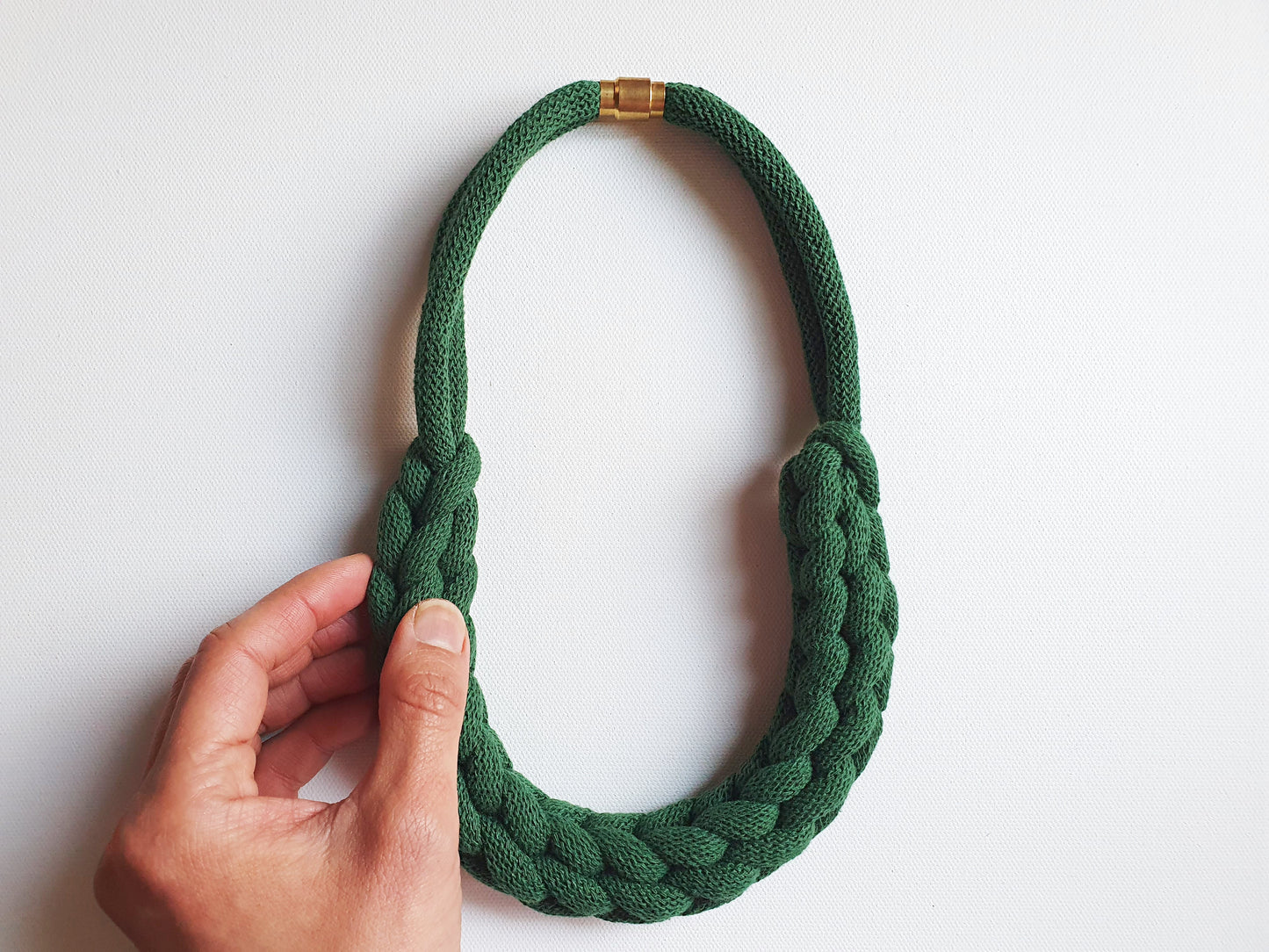 Statement recycled textile necklace BEN in Emerald