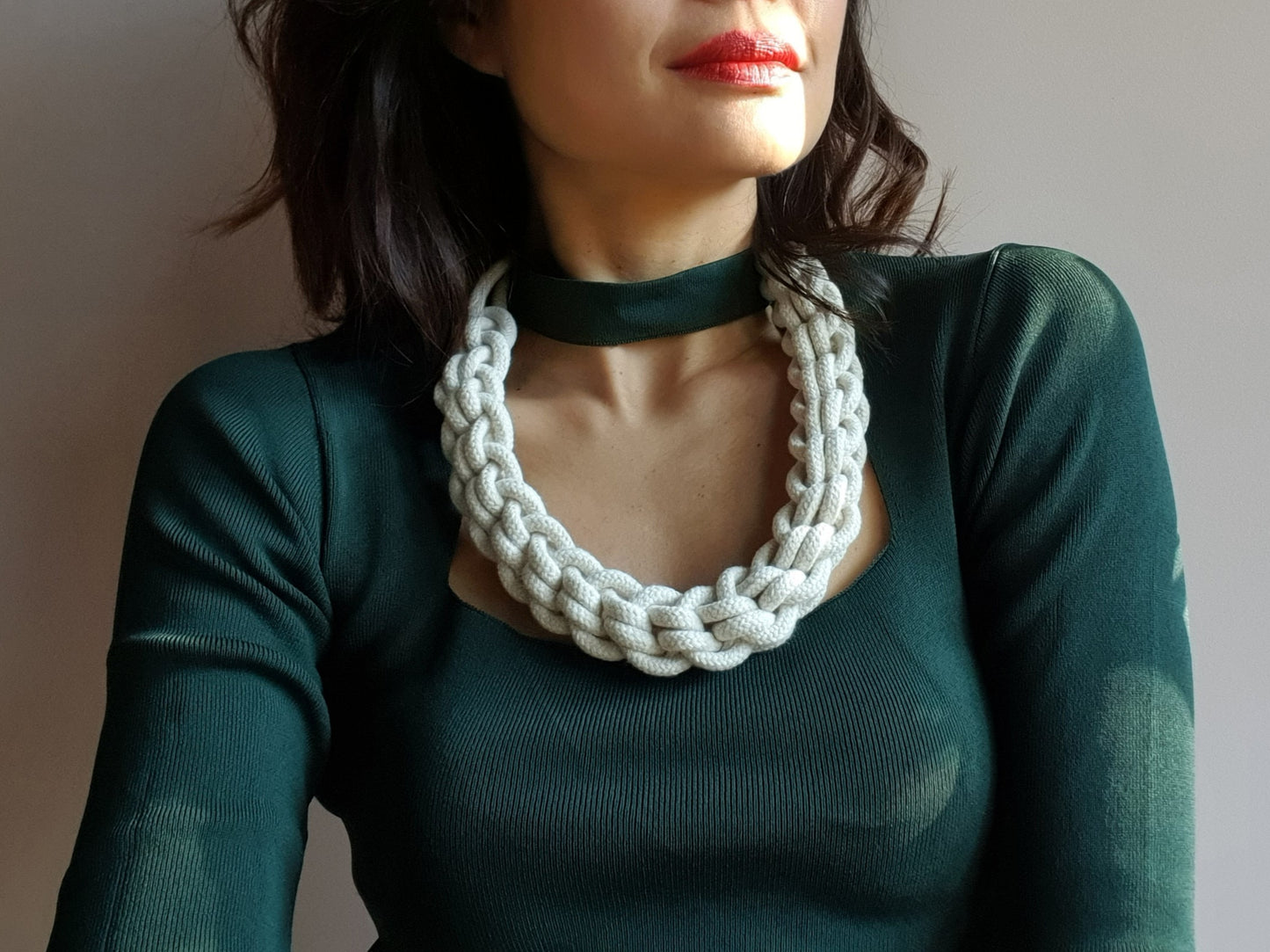 Chunky natural cotton rope necklace VAL