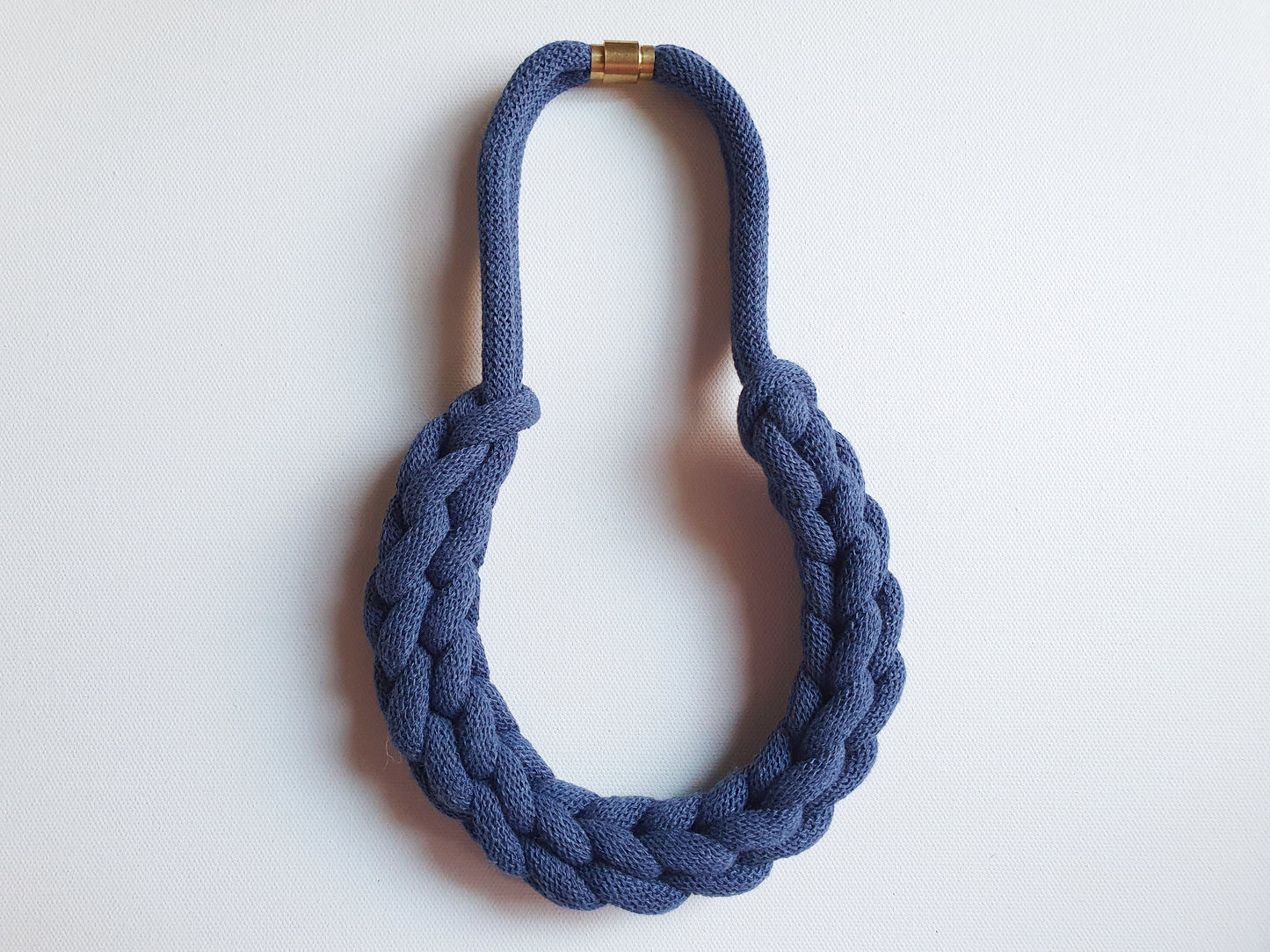 Statement recycled textile necklace BEN in Jeans