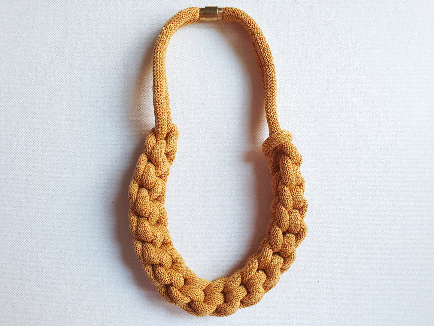 Statement recycled textile necklace BEN in Mustard