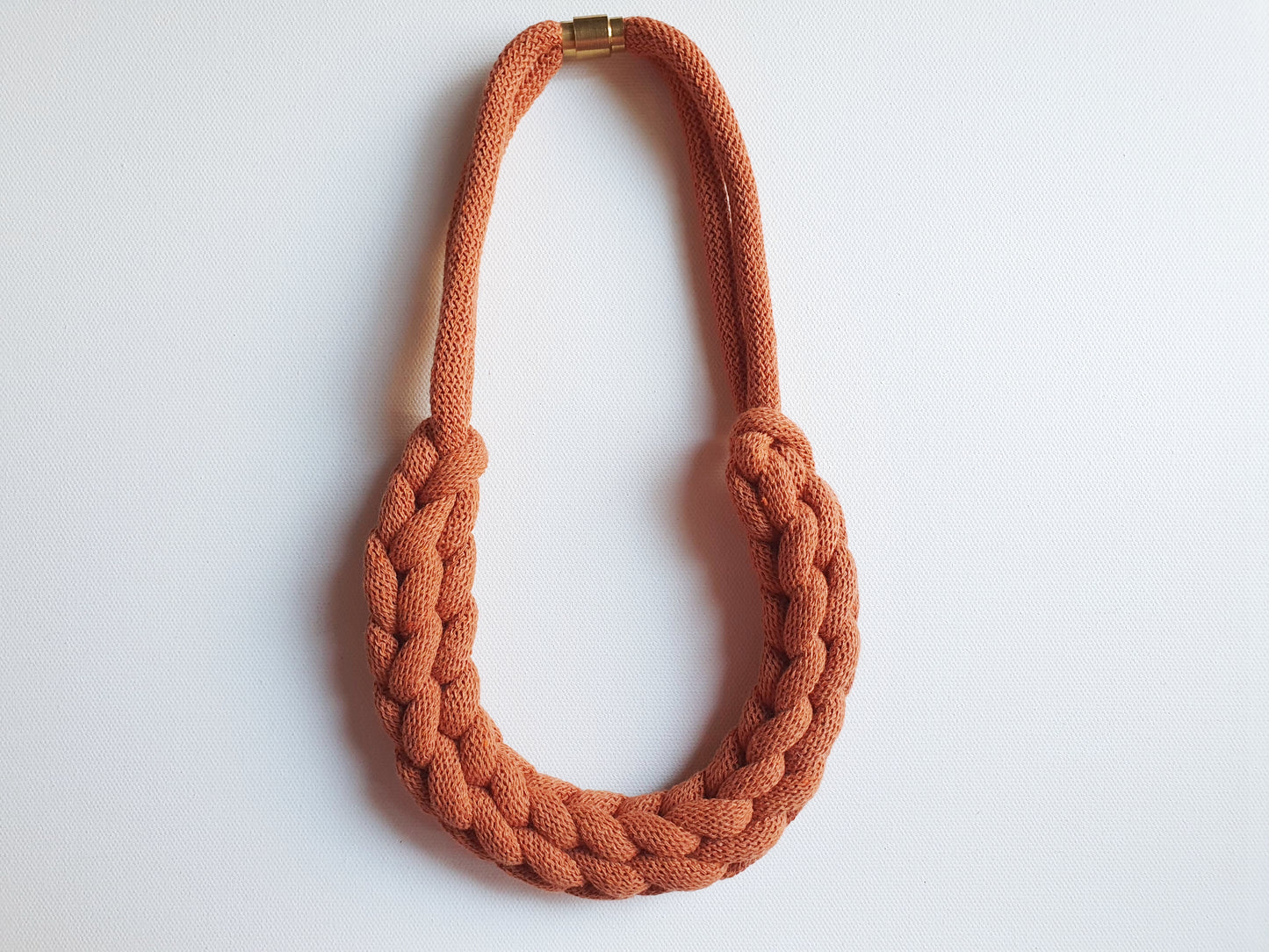 Statement recycled textile necklace BEN in Terracotta