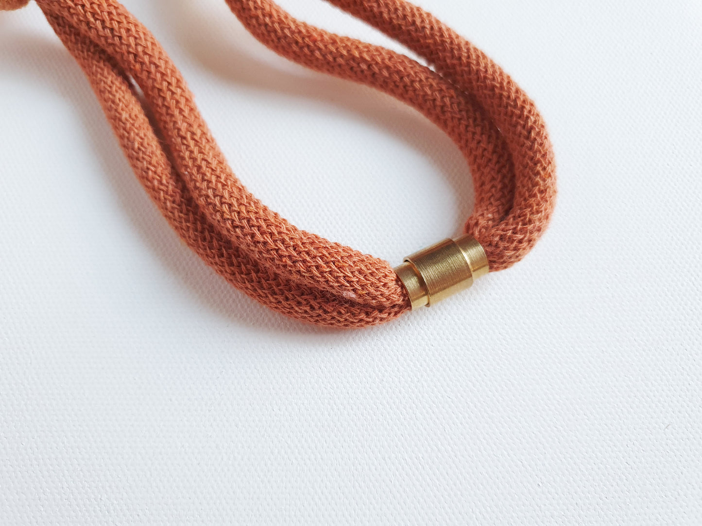 Statement recycled textile necklace BEN in Terracotta