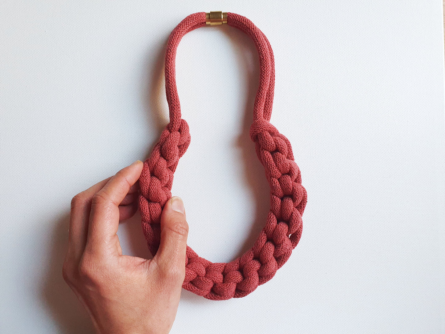 Statement recycled textile necklace BEN in Wild Rose