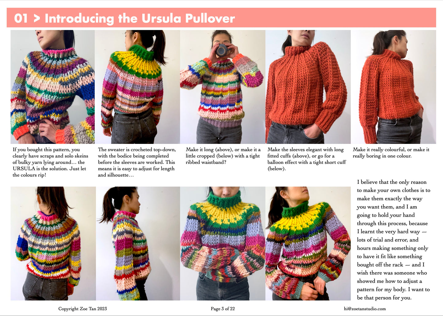 DIY crochet pattern: Ursula scrap yarn Pullover