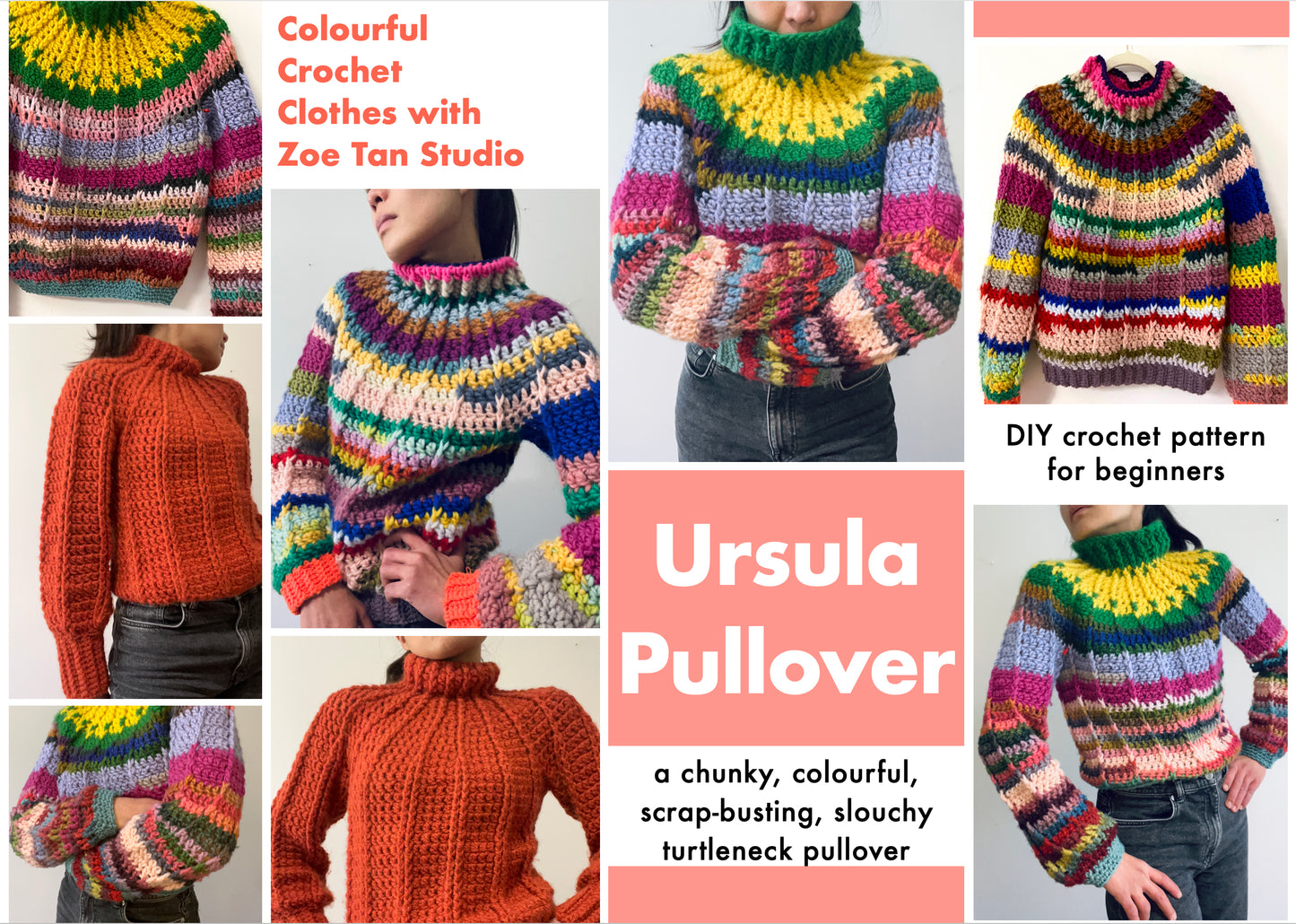 DIY crochet pattern: Ursula scrap yarn Pullover