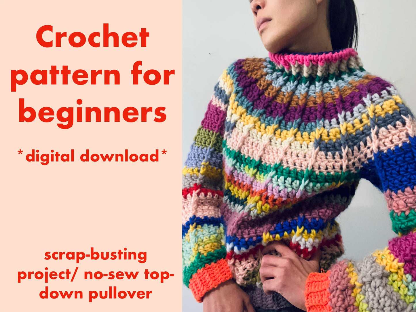 DIY crochet pattern: Ursula scrap yarn Pullover