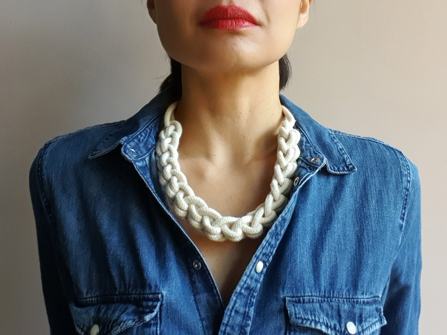 Chunky natural cotton rope necklace VAL