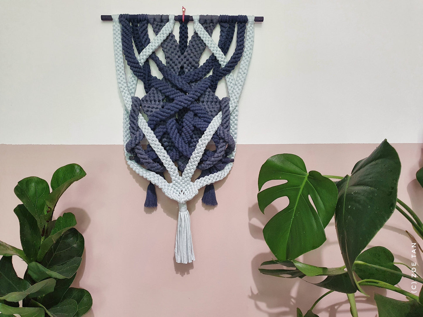 Macrame: “Indigo Dip”, 2021, 40cm x 61cm