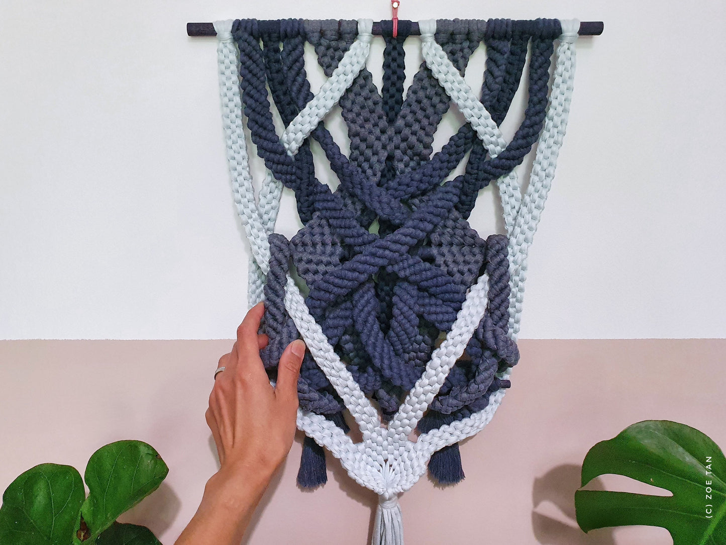 Macrame: “Indigo Dip”, 2021, 40cm x 61cm